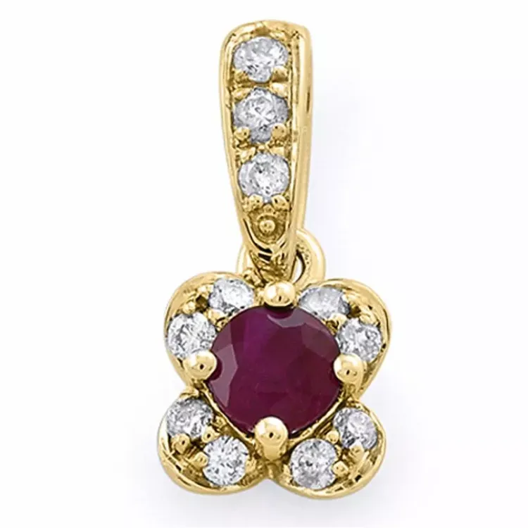 rubin diamantvedhæng i 14 karat guld 0,11 ct 0,23 ct