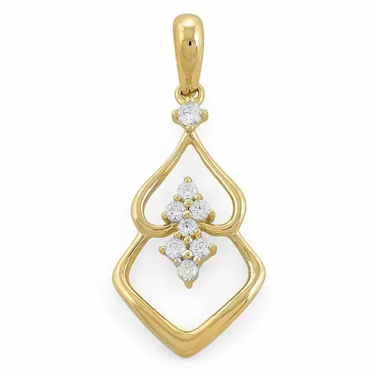 abstrakt diamantvedhæng i 14 karat guld 0,18 ct