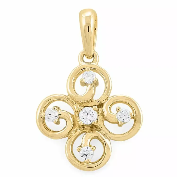 Trendy firkløver diamantvedhæng i 14 karat guld 0,18 ct
