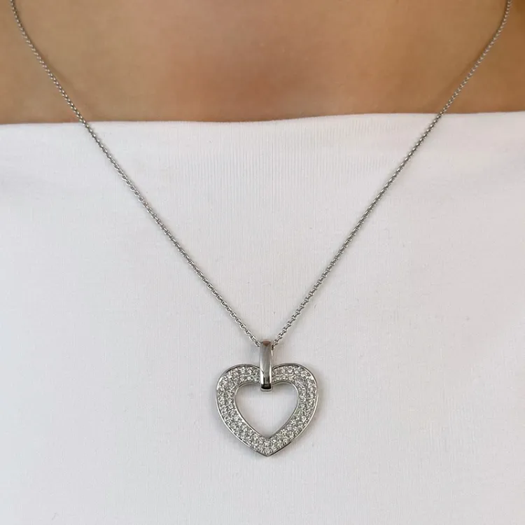 hjerte diamant vedhæng i 14 karat hvidguld 0,502 ct
