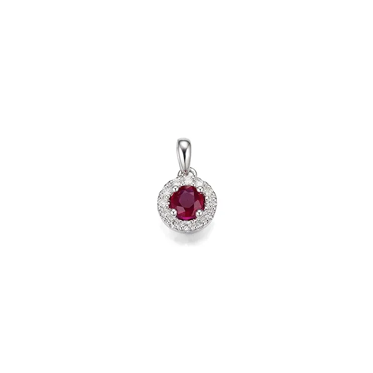 rubin diamantvedhæng i 14 karat hvidguld 0,45 ct 0,12 ct