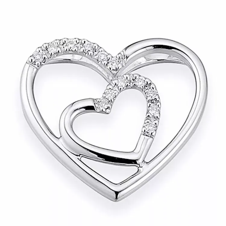 hjerte diamantvedhæng i 14 karat hvidguld 0,05 ct