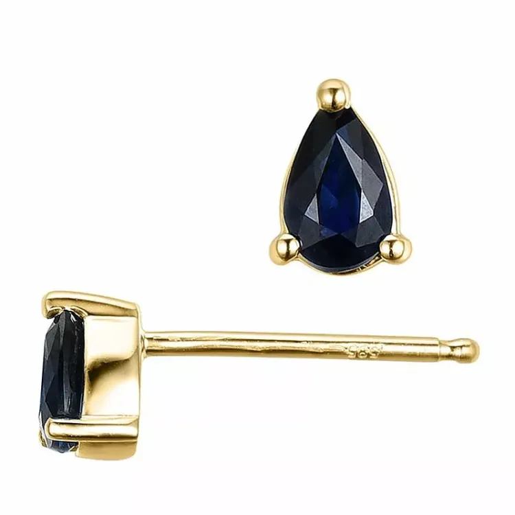 2 x 0,28 ct smykke blå safir ørestikker i 14 karat guld med safir