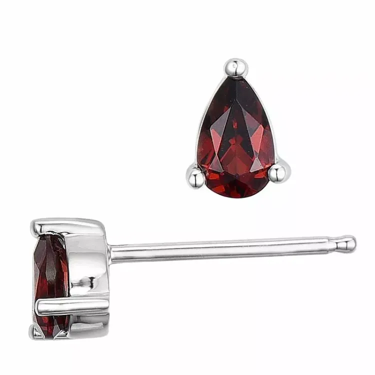 2 x 0,33 ct smykke granat ørestikker i 14 karat hvidguld med granat