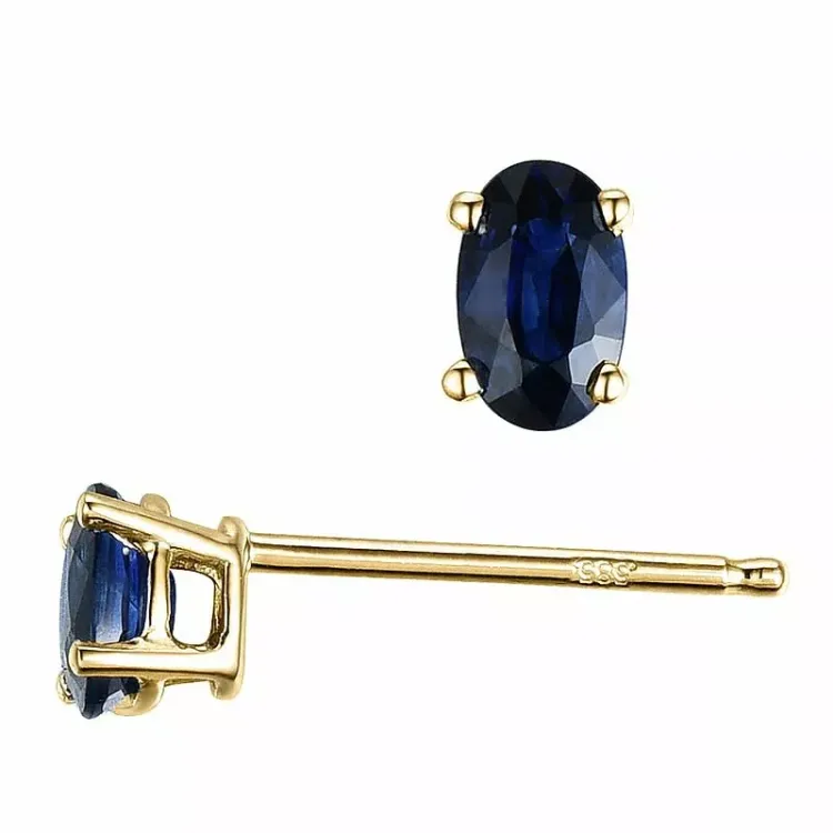 2 x 0,35 ct blå safir ørestikker i 14 karat guld med safir