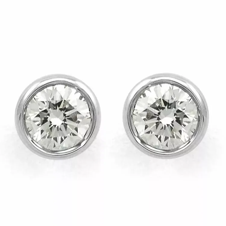 runde diamant solitaireørestikker i 14 karat hvidguld med diamant 