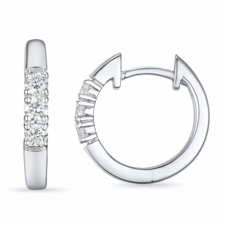15 mm diamant creoler i 14 karat hvidguld med diamant