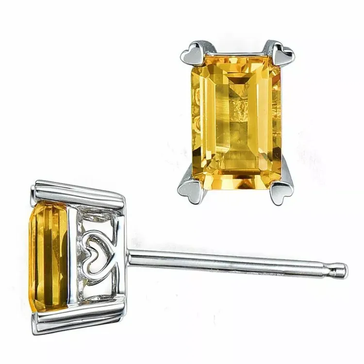 2 x 0,55 ct smykke citrin ørestikker i 14 karat hvidguld med citrin