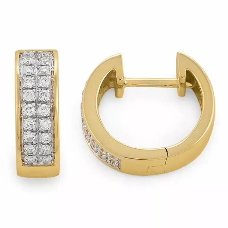 13 mm diamant creoler i 14 karat guld og hvidguld med diamant