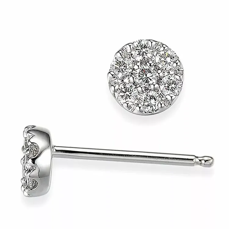 runde diamantøreringe i 14 karat hvidguld med diamant