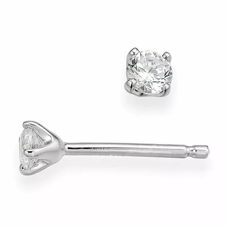 diamant ørestikker i 14 karat hvidguld med diamant
