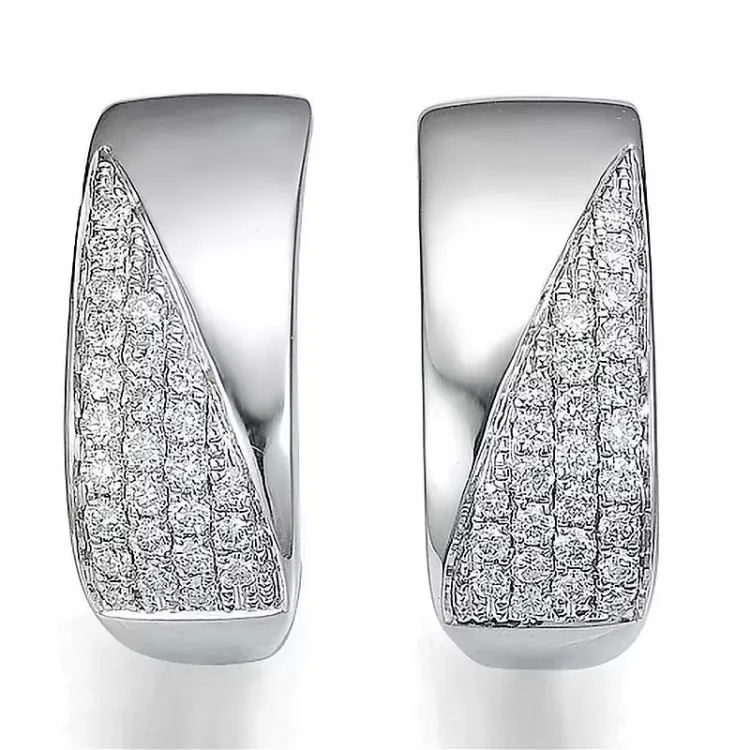 diamant creoler i 14 karat hvidguld med diamant