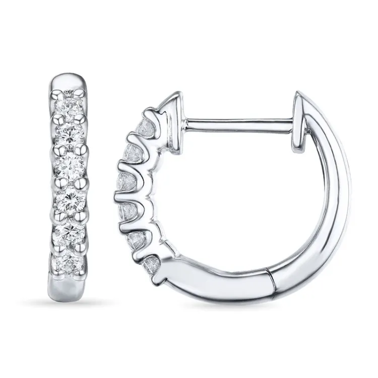 13 mm diamant creoler i 14 karat hvidguld med diamant