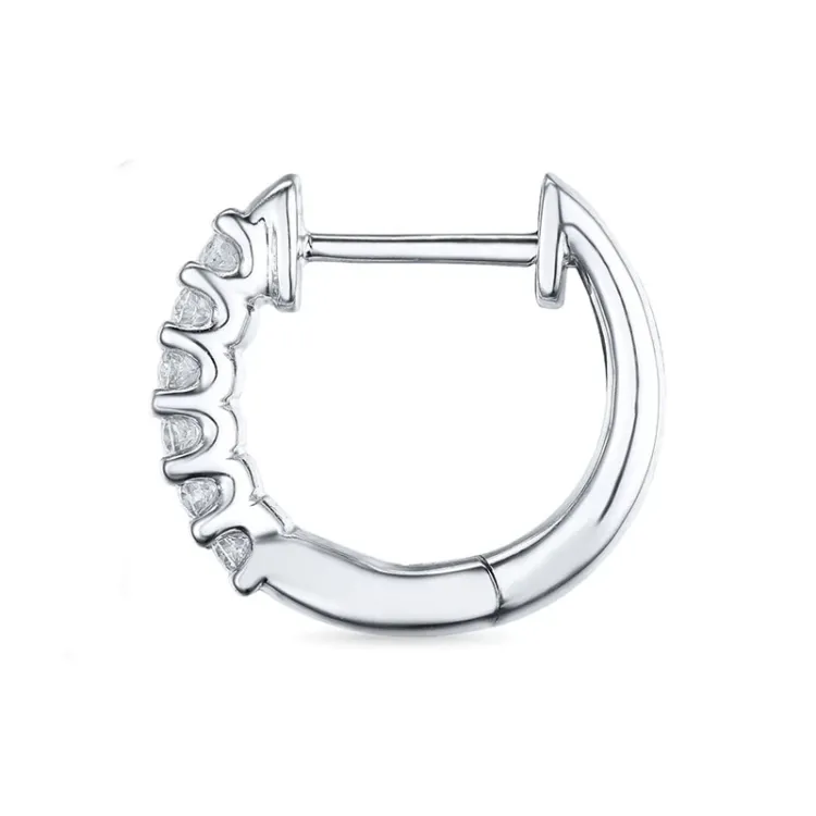 1/2 par 13 mm diamant creoler i 14 karat hvidguld med diamant 