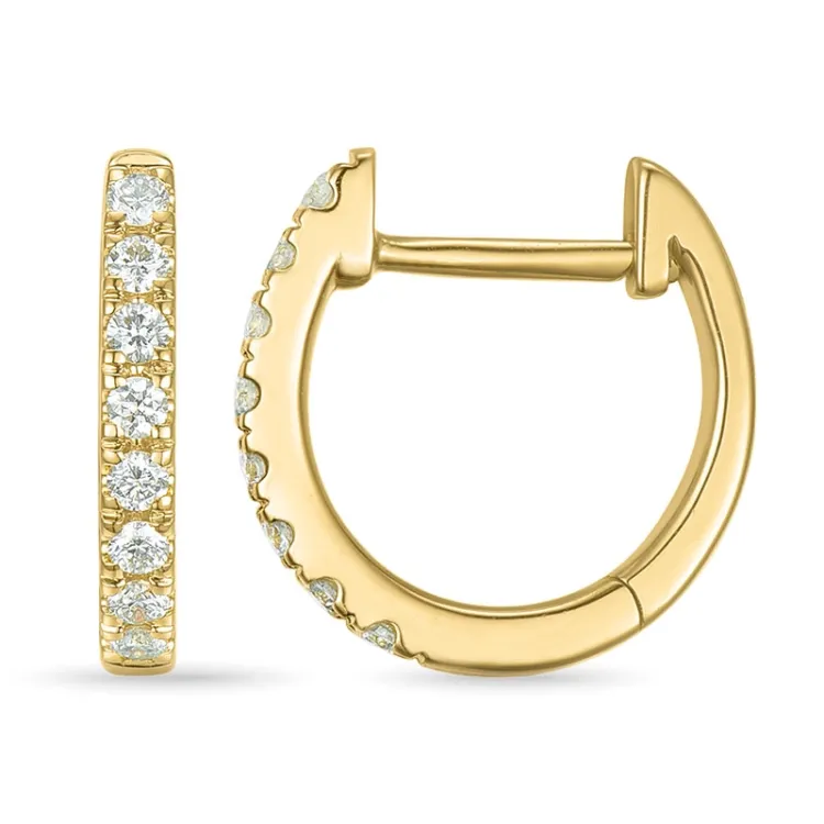 12,5 mm diamant creoler i 14 karat guld med diamant 
