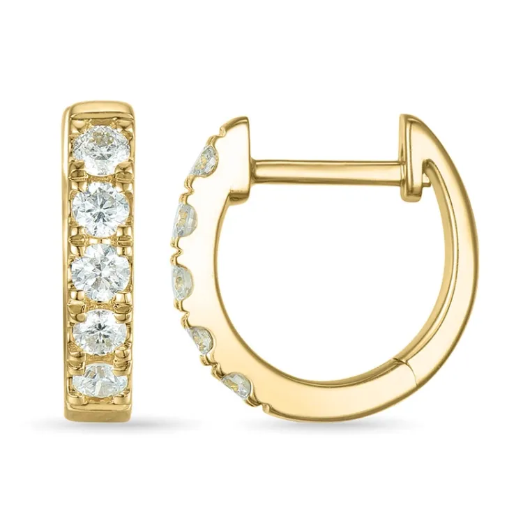 diamant creoler i 14 karat guld med diamant