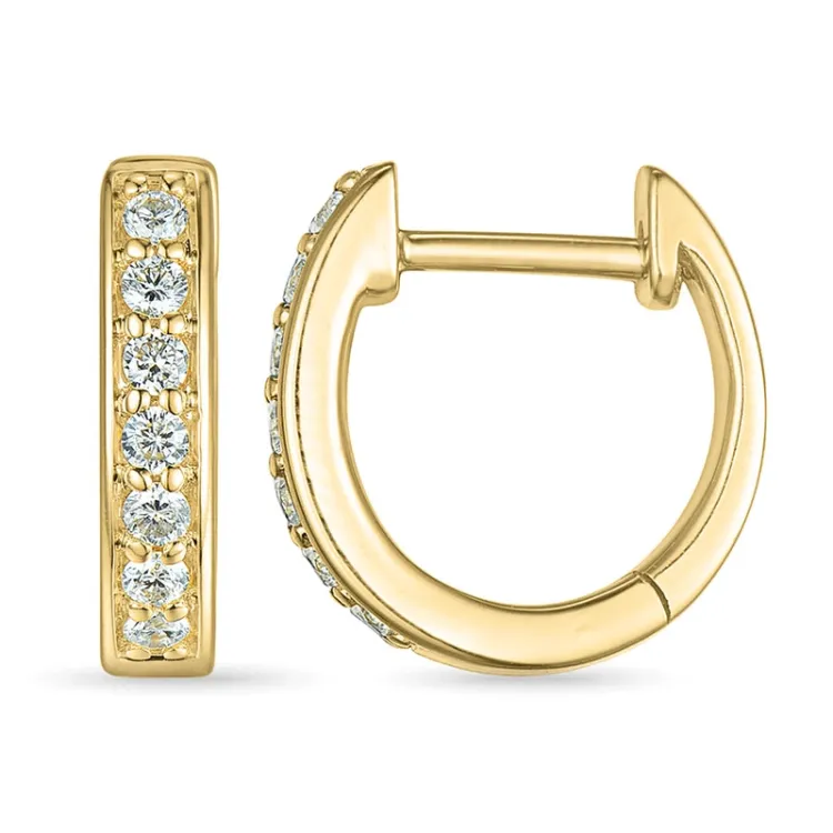 diamant creoler i 14 karat guld med diamant