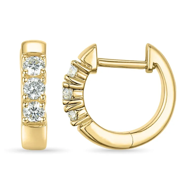 diamant creoler i 14 karat guld med diamant