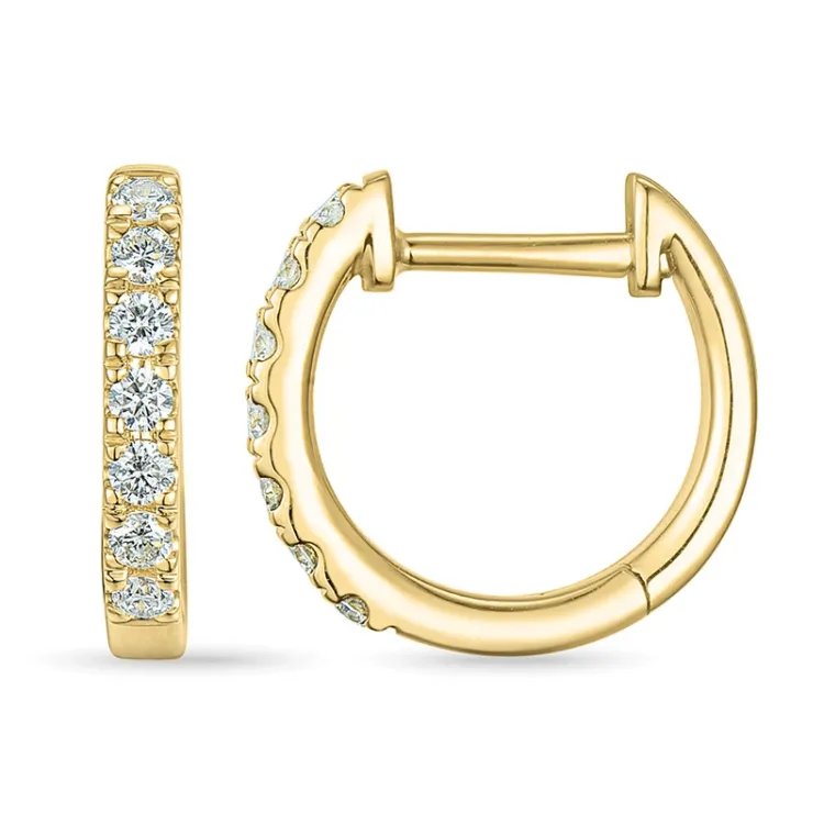 diamant creoler i 14 karat guld med diamant