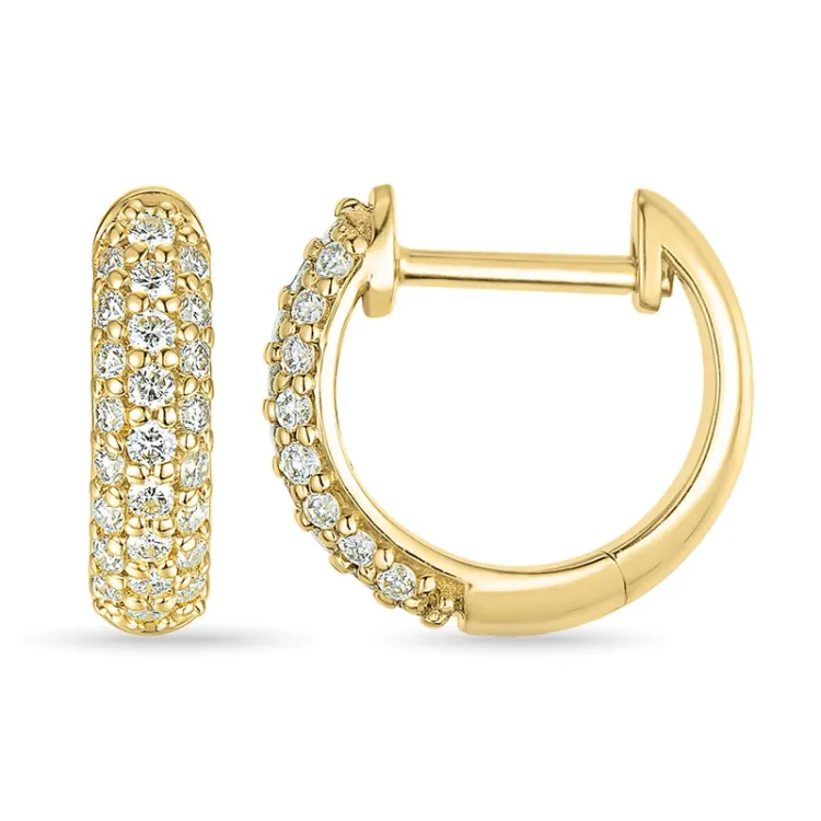 diamant creoler i 14 karat guld med diamant