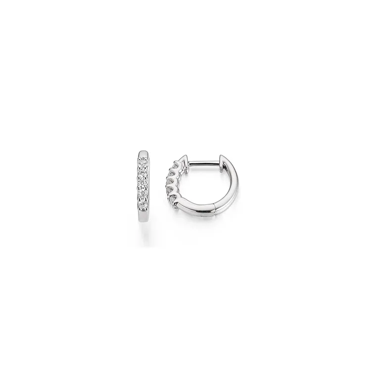 13 mm diamant creoler i 14 karat hvidguld med diamant