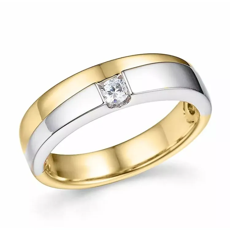abstrakt diamant ring i 14 karat guld.- og hvidguld 0,1 ct