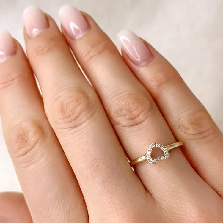 diamant hjertering i 14 karat guld 0,102 ct