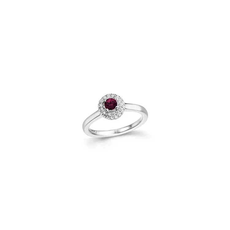 rubin diamantring i 14 karat hvidguld 0,38 ct 0,24 ct