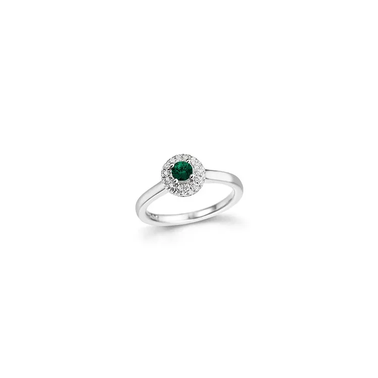 smaragd diamantring i 14 karat hvidguld 0,27 ct 0,24 ct