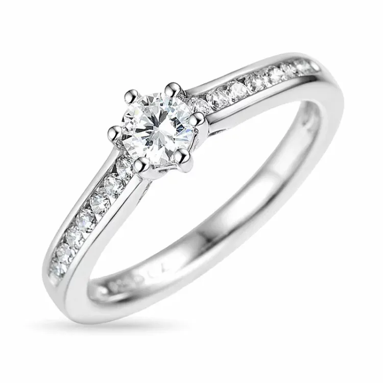 diamant hvidguldsring i 14 karat hvidguld 0,31 ct 0,20 ct