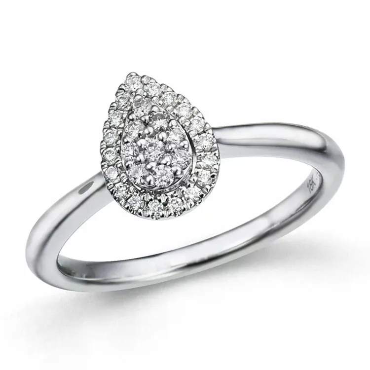 Kollektionsprøve diamantring i 14 karat hvidguld 0,18 ct