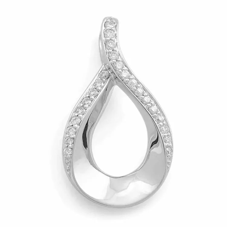 Stort diamantvedhæng i 14 karat hvidguld 0,34 ct