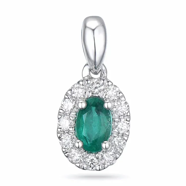 Roset smaragd diamantvedhæng i 14 karat hvidguld 0,25 ct 0,15 ct