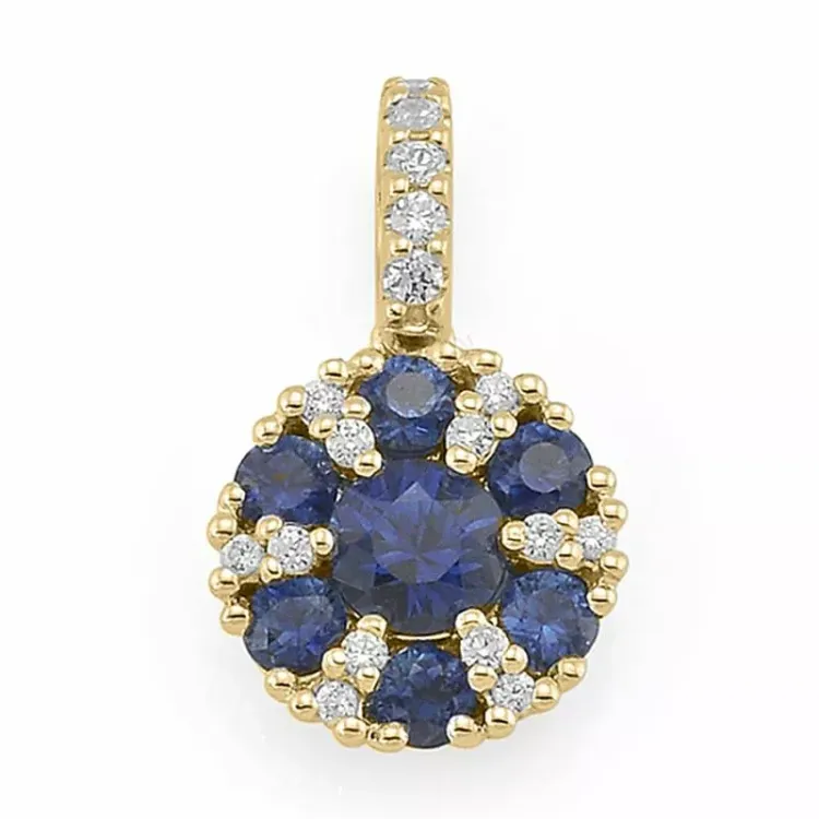blå safir vedhæng i 14 karat guld 0,089 ct 0,68 ct