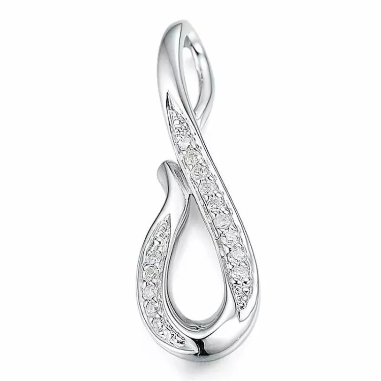 abstrakt diamant vedhæng i 14 karat hvidguld 0,1 ct