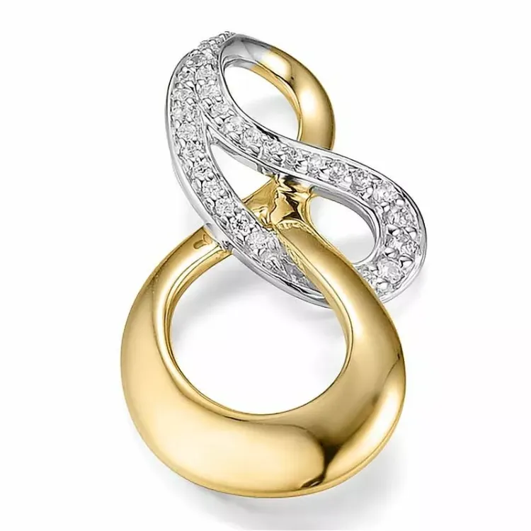 rundt diamant vedhæng i 14 karat guld.- og hvidguld 0,153 ct