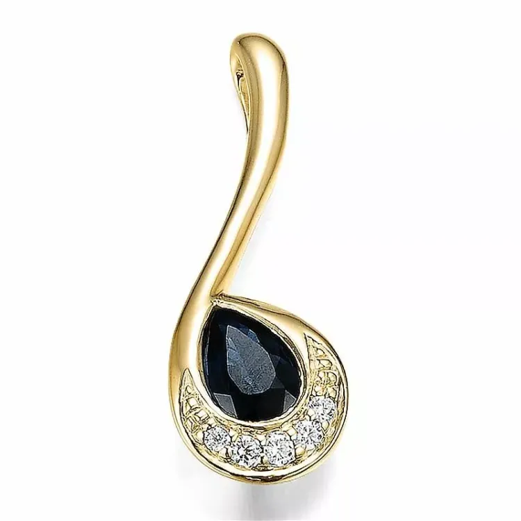 safir vedhæng i 14 karat guld 0,039 ct