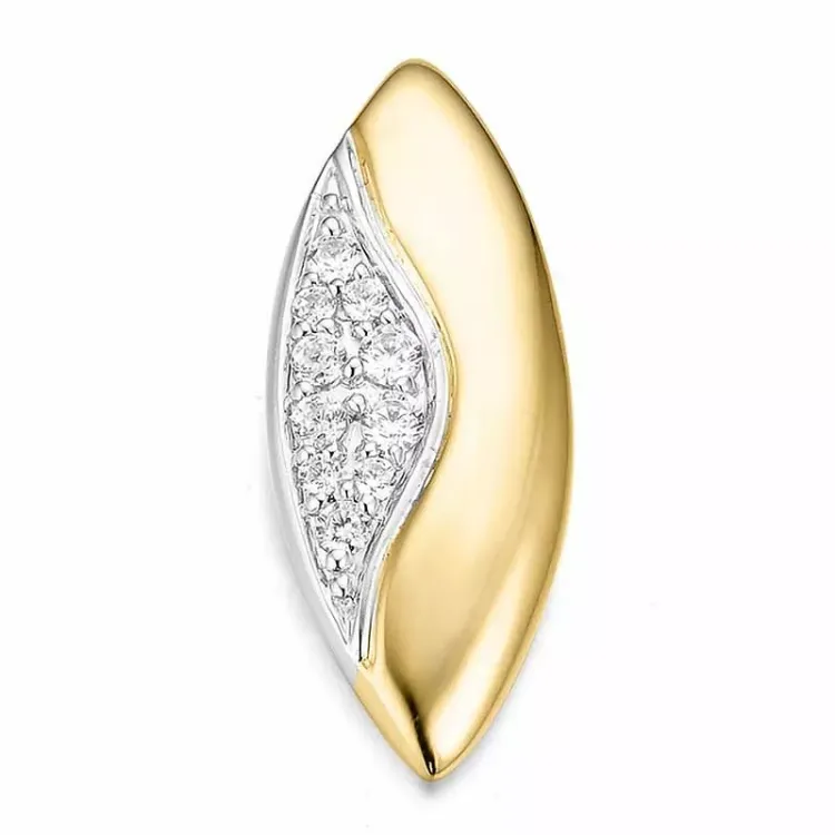 Ovalt diamant vedhæng i 14 karat guld.- og hvidguld 0,214 ct