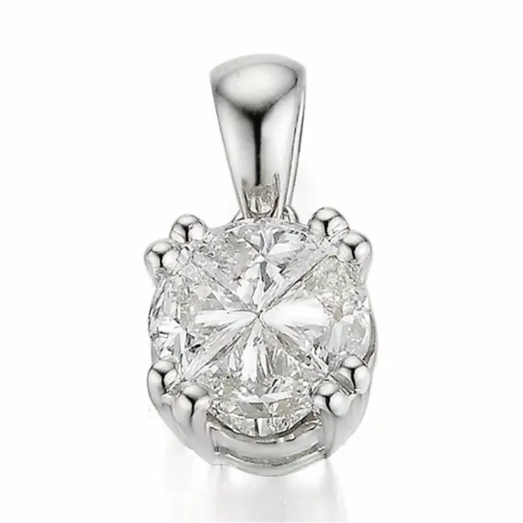 rundt solitairevedhæng i 14 karat hvidguld 0,63 ct