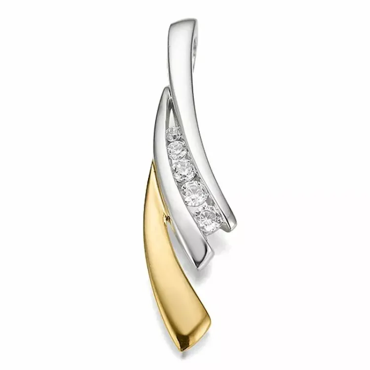 diamant dame vedhæng i 14 karat guld.- og hvidguld 0,119 ct