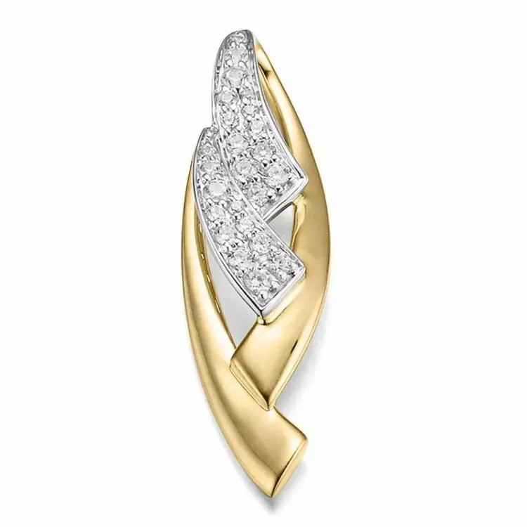 abstrakt diamant vedhæng i 14 karat guld.- og hvidguld 0,249 ct