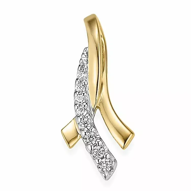 abstrakt diamant vedhæng i 14 karat guld.- og hvidguld 0,05 ct