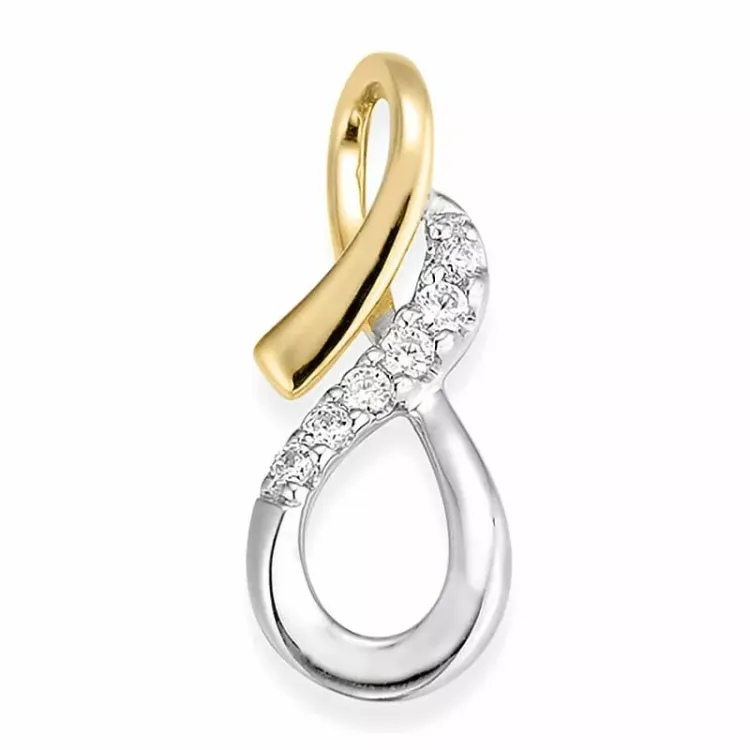 diamant vedhæng i 14 karat guld.- og hvidguld 0,074 ct