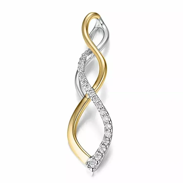 abstrakt diamantvedhæng i 14 karat guld.- og hvidguld 0,163 ct