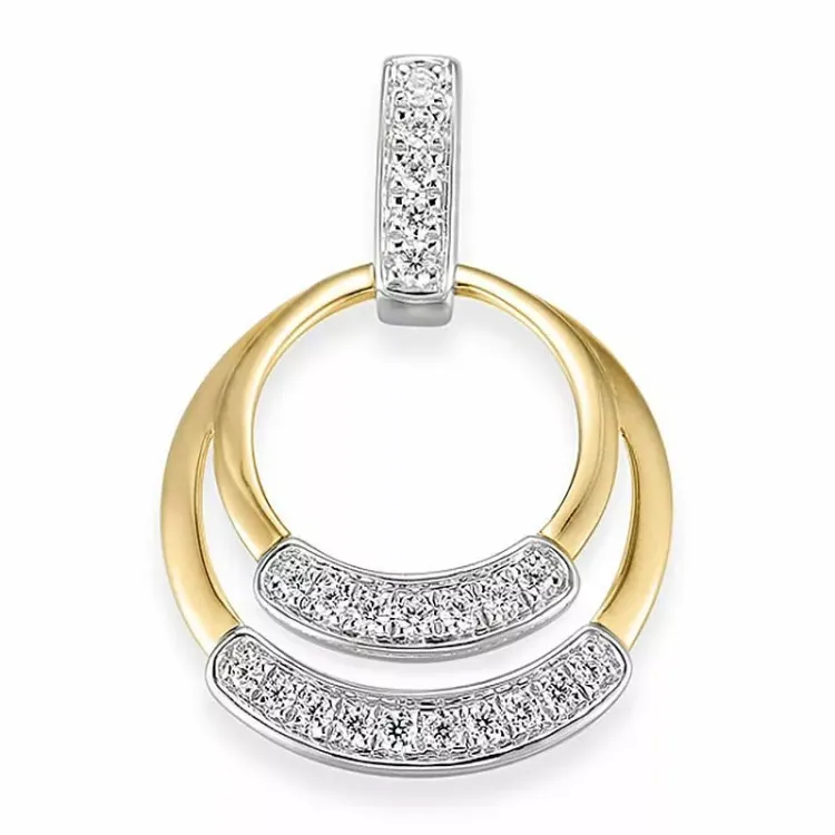 rundt diamant vedhæng i 14 karat guld.- og hvidguld 0,216 ct