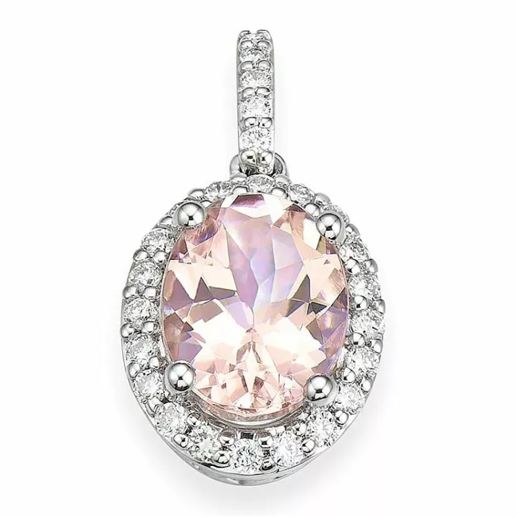 ovalt morganit vedhæng i 14 karat hvidguld 0,165 ct 1,28 ct