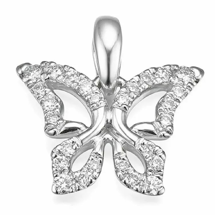 sommerfugle diamant vedhæng i 14 karat hvidguld 0,134 ct