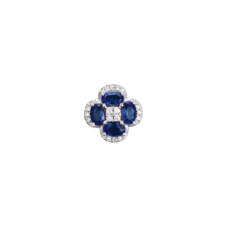 blomster safir diamantvedhæng i 14 karat hvidguld 0,13 ct 1,40 ct