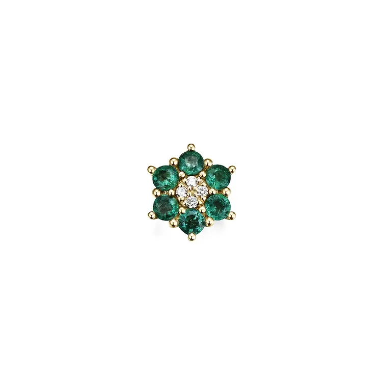 blomster smaragd diamantvedhæng i 14 karat guld 0,86 ct 0,04 ct