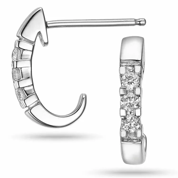 Diamant halvcreoler i 14 karat hvidguld med diamanter